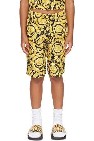 VERSACE Kids Gold & Black Barocco Shorts