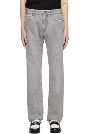 VERSACE Gray Frayed Regular-Fit Jeans