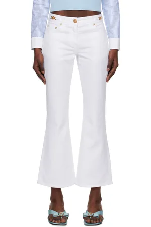 VERSACE White Cropped Flared Jeans