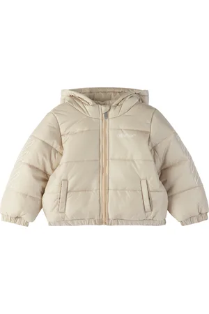 OFF-WHITE Baby Beige Bookish Diag Short Puffer Jacket
