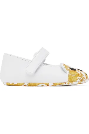 VERSACE Baby White & Gold Graphic Pre-Walkers