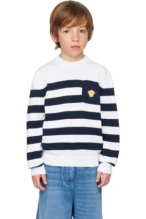 VERSACE Kids White & Navy Nautical Stripe Sweater