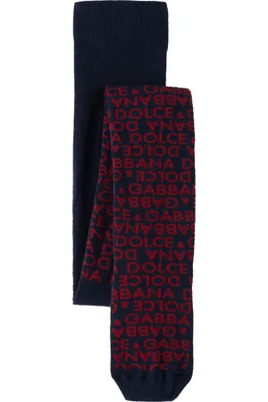 Dolce & Gabbana Kids Navy & Red Jacquard Knit Tights