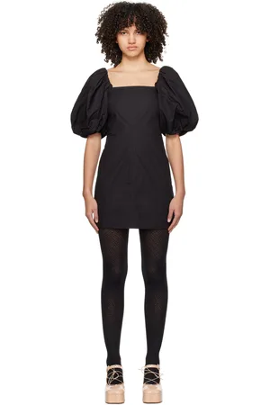 Ganni Black Twisted Sleeves Minidress