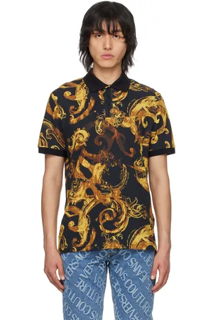 VERSACE Black Watercolor Couture Polo