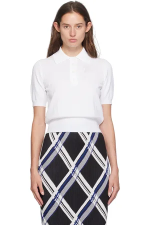 Burberry White Perforated Logo Polo