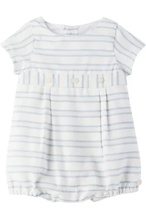 Tartine Et Chocolat Baby Blue & White Striped Romper