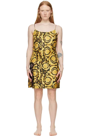 VERSACE Black & Yellow Barocco Slip Dress