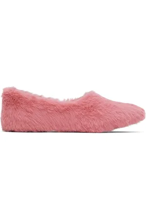 Marni Kids Pink Faux-Fur Flats
