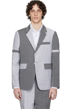 Thom Browne Gray University Stripe Linen Cotton Sport Blazer