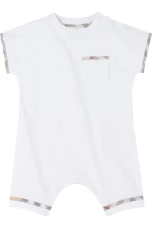 Burberry Baby Check Trim Cotton Romper