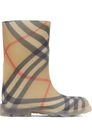 Burberry Kids Beige Check Rubber Marsh High Boots