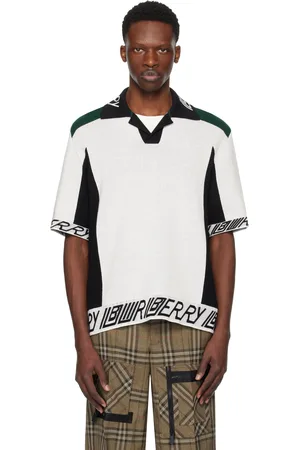 Burberry White & Black Logo Trim​ Wool Polo
