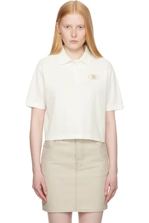 Burberry White Cropped Cotton Polo