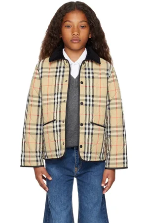 Burberry Kids Beige Quilted Check Jacket