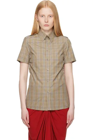 Burberry Taupe Slim Fit Check Cotton Shirt
