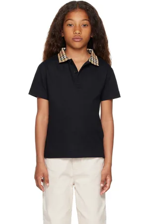 Burberry Kids Check Collar Cotton Polo