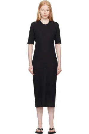 Ami Black Cotton Short Sleeve Maxi Dress