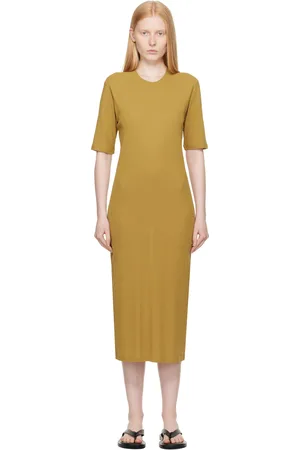 Ami Khaki Cotton Short Sleeve Maxi Dress