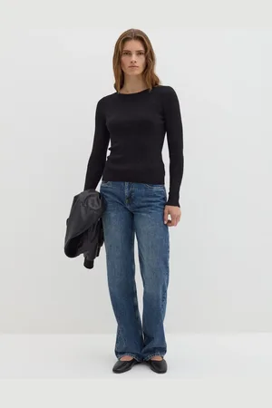 Stefanel T-shirt in lurex a costine con maniche lunghe