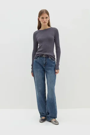 Stefanel T-shirt in lurex a costine con maniche lunghe