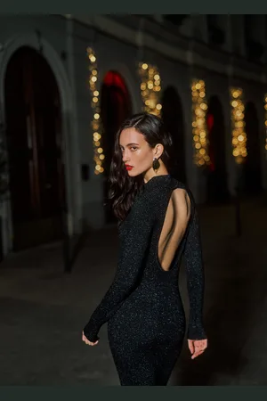 Stefanel Vestito a tubo in lurex con dettaglio cut out