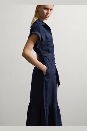 Stefanel Vestito chemisier in denim con balza