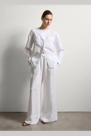 Stefanel Pantalone jogger a gamba larga in lino