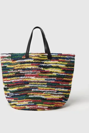 Stefanel Borsa shopper in rafia crochet multicolor