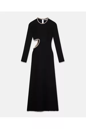 Stella McCartney Donna Vestiti con strass - Abito da Sera con Strass di Cristalli e Cut Out