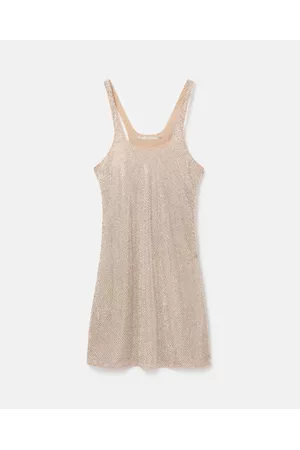 Stella McCartney Donna Vestiti estivi - Abito Mini in Seta con Strass in Cristallo