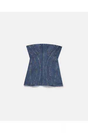 Stella McCartney Donna Bustiers - Top Bustier in Denim con Lavaggio Vintage