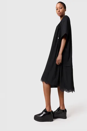 Stella McCartney Maxi Abito a Maniche Corte e Inserto in Pizzo, Donna,