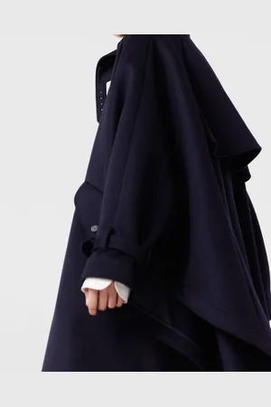 Stella McCartney Trench con Collo Alto e Linea Svasata, Donna,