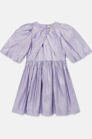 Stella McCartney Abito in Tulle Plissettato Metallizzato, Donna,