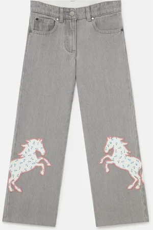Stella McCartney Jeans in Denim con Applicazioni Cavallo, Donna,