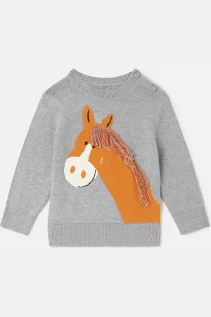 Stella McCartney Felpa con Frange con Grafica Cavallo, Donna,