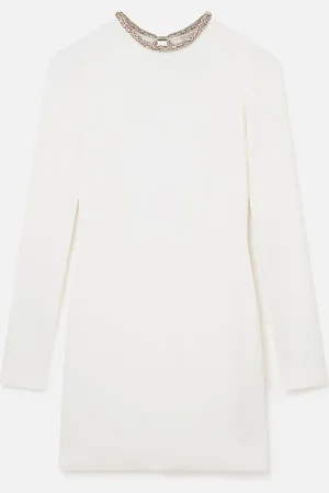 Stella McCartney Mini Abito da Cocktail con Colletto e Strass di Cristalli, Donna,