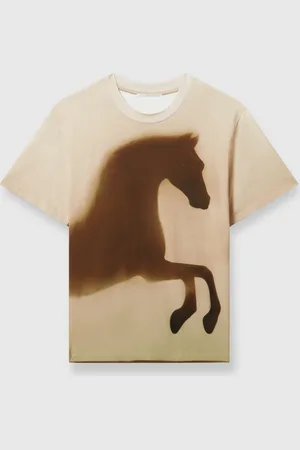 Stella McCartney T-Shirt in Cotone con Grafica Cavallo, Donna,