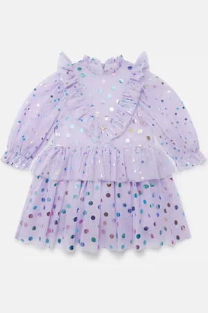Stella McCartney Abito in Tulle Plissettato a Balze, Donna,