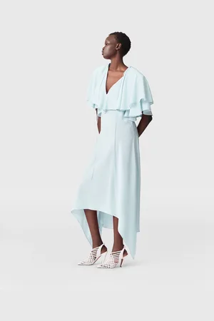 Stella McCartney Abito Midi Semitrasparente con Maniche Corte a Strati, Donna,
