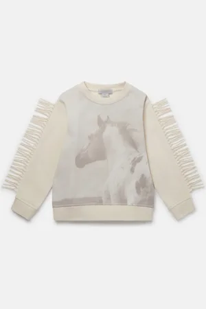 Stella McCartney Felpa con Frange con Grafica Cavallo, Donna,