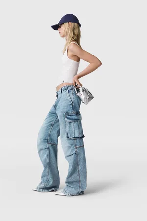 Stella McCartney Jeans in Denim Cargo con Lavaggio Vintage, Donna,