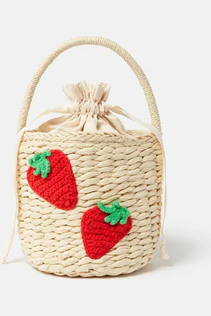 Stella McCartney Borsa Tote in Paglia con Ricamo Fragole