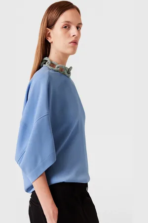 Stella McCartney Top a Maniche Corte con Catena in Cristallo, Donna,