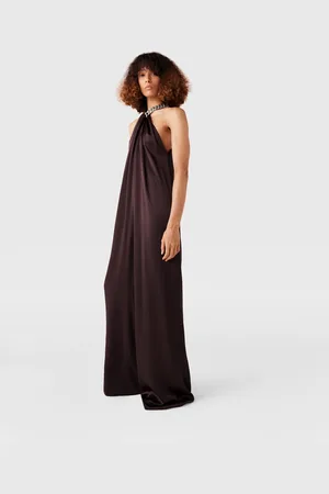 Stella McCartney Tuta in Satin con Collo Incrociato con Catena, Donna,