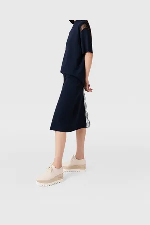Stella McCartney Top a Collo Alto con Inserto in Pizzo, Donna,
