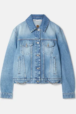 Stella McCartney Giacca di jeans Falabella lavaggio chiaro con catena, Donna,