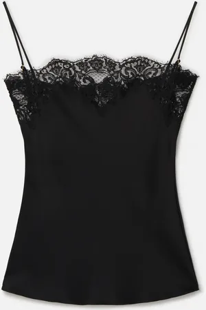 Stella McCartney Top Senza Maniche in Pizzo e Satin, Donna,