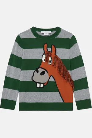 Stella McCartney Maglia con Frange e Grafica Cavallo, Donna,